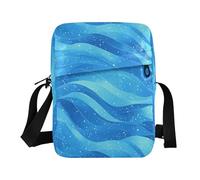 KLL Sac à bandoulière abstrait bleu pailleté vague d'eau pour femme sac à bandoulière en cuir végétalien pour femme décontracté dames sacs à main à bandoulière