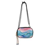 KLL Sac à bandoulière anti-vol pour homme avec fentes pour cartes de crédit Rose vif Turquoise Vert vague Art abstrait Style Art Style décontracté Pour une promenade