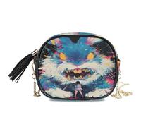 KLL Sac à bandoulière coloré style craie menaçant lapin sac pour appareil photo pour femme pratique avec fentes pour cartes de crédit en nylon petit sac à bandoulière pour téléphone prendre un repas