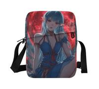 KLL Sac à bandoulière en cuir vegan pour femme de style anime Elfe Beauté Rouge Lune Fond Sac à bandoulière