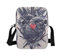 KLL Sac à bandoulière en cuir végétalien avec inscription « Dagger Stuck above The Heart » pour femme