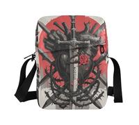 KLL Sac à bandoulière en cuir végétalien avec poignards et cœur humain, noir et rouge, petits sacs à bandoulière pour femmes, sacs à main de voyage à bandoulière