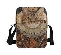 KLL Sac à bandoulière en cuir végétalien style peinture laquée Portrait de chat pour homme Petit sac pour femme Shopping Sac à main à bandoulière pour femme