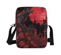 KLL Sac à bandoulière gothique vampire loup mignon en cuir végétalien pour homme petit sac à main de voyage pour voyage