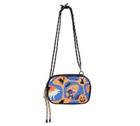 KLL Sac à bandoulière Halloween orange citrouille noir pour homme pratique avec fentes pour cartes de crédit Sac pour téléphone portable Prenez un repas