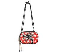 KLL Sac à bandoulière plat noir scorpions étoiles rouge blanc pour femme pratique avec fentes pour cartes de crédit sac de poitrine décontracté pour téléphone aller faire du shopping