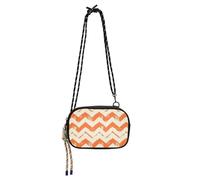 KLL Sac à bandoulière rétro orange et blanc avec lignes ondulées et rayures pour femme confortable avec sangle réglable Petit sac à main noir Take a walk