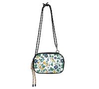KLL Sac à bandoulière vintage à motif floral et feuilles vertes pour homme confortable avec fentes pour cartes de crédit pour téléphone portable Take a walk