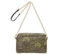 KLL Sac à bandoulière vintage Euphorbia motif floral William Morris pour femme en cuir végétalien avec fermeture éclair