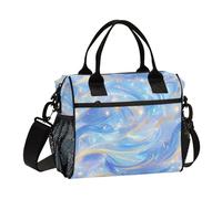 KLL Sac à déjeuner bleu vague abstrait style art pour femme avec bandoulière boîtes à déjeuner pour femmes pour les déjeuners de maternelle para hombres