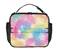 KLL Sac à déjeuner rectangulaire résistant à l'eau avec poignée, sac fourre-tout réutilisable pour école/pique-nique Motif explosion de couleurs vives tie-dye
