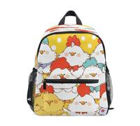 KLL Sac à dos amusant pour enfants poule Motif poussins Jaune, Poule Cute Chicks Jaune, Medium, Tendance | Sac à livres avec clip de poitrine, avec étiquette de nom, pour garçons