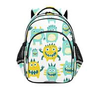 KLL Sac à dos au design épuré pour adolescentes, filles, sacs d'école, sac à dos de voyage, sac à dos mignon petits monstres, vert et jaune