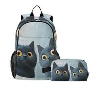 KLL Sac à dos avec sac à déjeuner Chartreux chats curieux