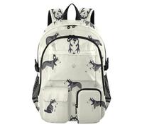 KLL Sac à dos de voyage pour femme Husky de Sibérie Gris Blanc Animal