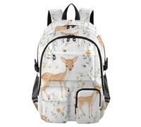 KLL Sac à dos de voyage pour ordinateur portable pour homme Motif cerf Sika Blanc