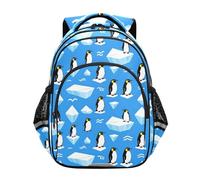 KLL Sac à dos d'école pour adolescents étudiants sac à livres adolescents enfants sac de jour décontracté sac à dos pingouin Iceberg Arctic Winter bleu