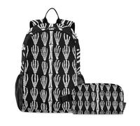KLL Sac à dos d'école pour garçons Squelette Main Rock on