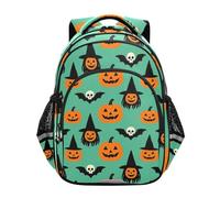 KLL Sac à dos décontracté pour enfants garçons/filles pour l'école, les adolescents, les enfants, sac de jour décontracté, vintage, Halloween, citrouilles, fantômes, sorcières, chauves-souris