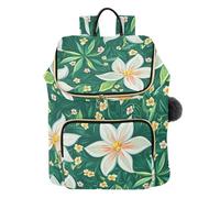 KLL Sac à dos Happy Easter pour femme avec feuilles blanches et vertes - Élégant et léger - Pour le yoga, le sport, les voyages