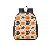 KLL sac à dos pour enfant garçon de 4 ans Halloween citrouille jaune chat | sacs à livres, pour élémentaire, mochilas para ni ?as de 3 a?os