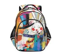 KLL Sac à dos pour l'école pour enfants, adolescents, sacs à dos d'école, sacs à dos de voyage, lapin et chapeau de magicien