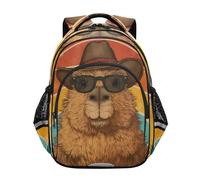 KLL Sac à dos pour l'école primaire pour filles, garçons, étudiants, école primaire, sacs de voyage, sacs de jour rétro cowboy Capybaras
