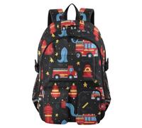 KLL Sac à dos pour ordinateur portable pour homme Pompier Tuyau d'incendie Camion Noir