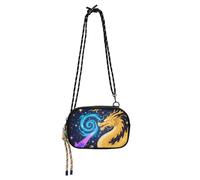 KLL Sac à main abstrait bleu ciel étoilé dragon ouest jaune pour homme pratique avec sangle réglable sur l'épaule sac à main pour faire du shopping