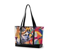 KLL Sac à main pour ordinateur portable avec fermeture éclair, motif léopard et perroquet, style pop art, sac à main pour voyage avec bolsos secret pour mujeres