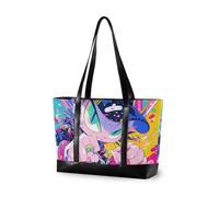 KLL Sac à main pour ordinateur portable avec fermeture éclair style graffiti de chat de dessin animé - Grand sac à main pour l'université avec déjeuner bolsos secret para mujeres
