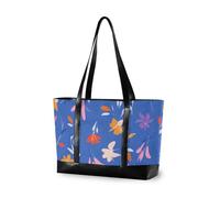 KLL Sac à main robuste pour ordinateur portable avec fermeture éclair - Motif fleurs colorées - Pour le travail - Grand sac à main pour enseignant avec tablette bolsos secret para mujeres