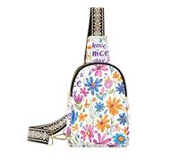 KLL Sac banane en cuir avec fond blanc tendance avec inscription « The Letters have A Nice Day » - Sac à dos multifonction pour femme pour la randonnée