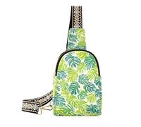 KLL Sac banane tendance vert Monstera Deliciosa en cuir pour femme