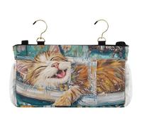 KLL Sac de rangement de chevet avec poches à suspendre pour magazines, tablette, téléphone, chocolat mignon, safari norvégien, chat, chat rétro