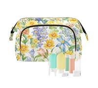 KLL Sac de voyage blanc avec fermeture éclair pour femme - Motif jonquille - Delphinium - Tournesol, 1 size, 1 size