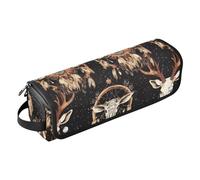 KLL Sac de voyage pour outils de cheveux chauds et tapis résistant à la chaleur de grande capacité pour fer à lisser les cheveux et accessoires de soins capillaires, attrape-rêves occidentaux, crânes