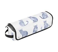 KLL Sac de voyage pour outils de coiffure et tapis résistant à la chaleur, organiseur portable pour fers plats, lisseurs, fers à friser, chats bleus russes doux blancs