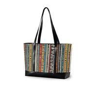 KLL Sac fourre-tout à rayures verticales bohème rétro chic pour femme avec fermeture éclair pour ordinateur portable pour le travail Grand sac à main pour femme travaille avec bolsa para ordinateur