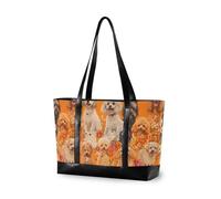 KLL Sac fourre-tout chic mignon caniche orange tendance pour ordinateur portable avec fermeture éclair sac de travail avec ordinateur portable grand sac à main pour bureau avec déjeuner bolsos secret