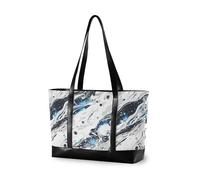 KLL Sac fourre-tout de grande capacité pour ordinateur portable avec fermeture éclair - Grand sac à main pour enseignant avec bolsos secret para mujeres - Argenté/bleu