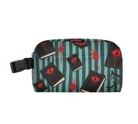 KLL Sac fourre-tout de grande capacité résistant à l'eau pour adolescents avec boucle pour le travail et l'école, Halloween, œil du diable rouge, empreintes de main de sang
