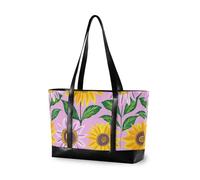 KLL Sac fourre-tout moderne coloré tournesol d'été avec fermeture éclair pour enseignant grand sac à main pour vol avec maletin ejecutivo para mujer
