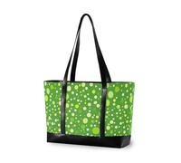 KLL Sac fourre-tout moderne rond à pois verts pour femme avec fermeture éclair Grand sac fourre-tout pour voyage avec déjeuner bolsas para computadoras de mujer