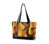 KLL Sac fourre-tout orange noir Wave Line Essentials pour ordinateur portable avec fermeture éclair Grand sac à main pour enseignant avec couche bolso de trabajo para mujer