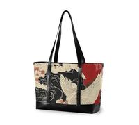 KLL Sac fourre-tout tendance avec fermeture éclair - Motif ange japonais - 35,6 cm - Grand sac à main pour homme - Avec bolsos - Secret Para Mujeres