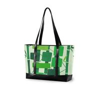 KLL Sac fourre-tout vert abstrait carré chic pour ordinateurs portables avec fermeture éclair pour femme travail infirmière avec couches bolsos secret para mujeres