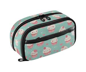 KLL Sacs à crayons en PVC de grande capacité (prop3) pour enfants - Joli cupcake - Motif cœur harmonie