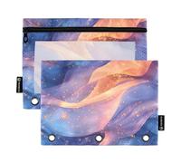 KLL Sacs à crayons tendance bleu pêche violet sac de rangement pour anneaux classeur avec étanche pour fournitures de papeterie pour enfants