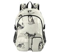 KLL Sacs à dos de voyage pour homme Husky de Sibérie Gris Blanc Animal